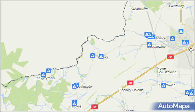 mapa Równe gmina Głubczyce, Równe gmina Głubczyce na mapie Targeo