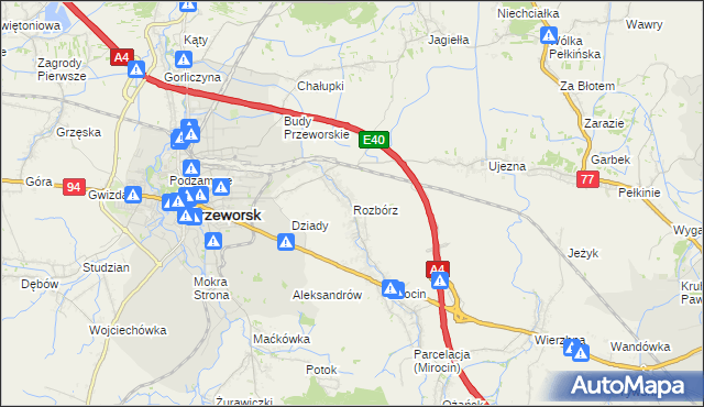 mapa Rozbórz, Rozbórz na mapie Targeo