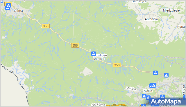 mapa Rozdroże Izerskie, Rozdroże Izerskie na mapie Targeo