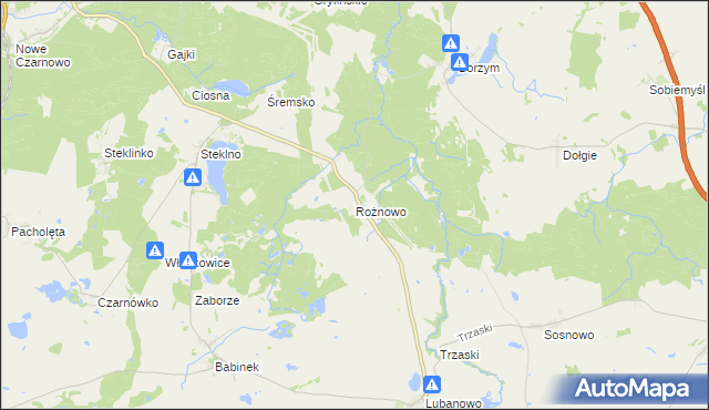 mapa Rożnowo gmina Banie, Rożnowo gmina Banie na mapie Targeo