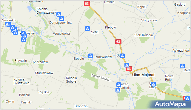 mapa Rozwadów gmina Ulan-Majorat, Rozwadów gmina Ulan-Majorat na mapie Targeo