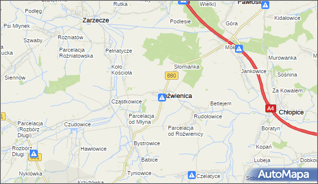 mapa Roźwienica, Roźwienica na mapie Targeo