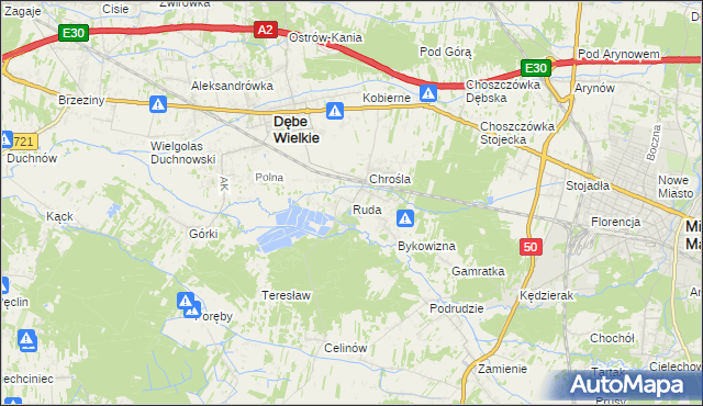 mapa Ruda gmina Dębe Wielkie, Ruda gmina Dębe Wielkie na mapie Targeo