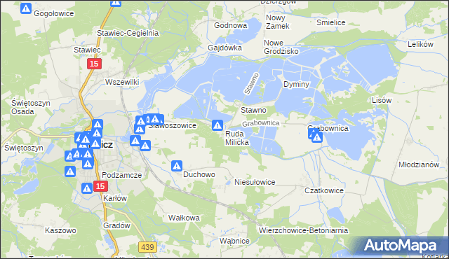 mapa Ruda Milicka, Ruda Milicka na mapie Targeo
