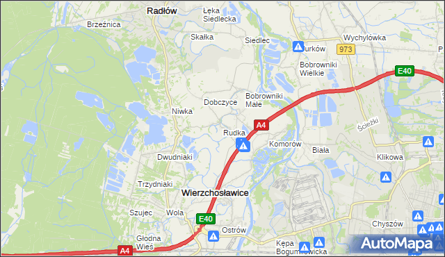 mapa Rudka gmina Wierzchosławice, Rudka gmina Wierzchosławice na mapie Targeo