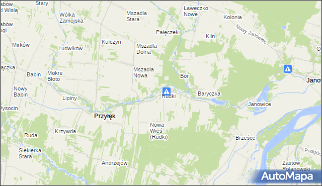 mapa Rudki gmina Przyłęk, Rudki gmina Przyłęk na mapie Targeo