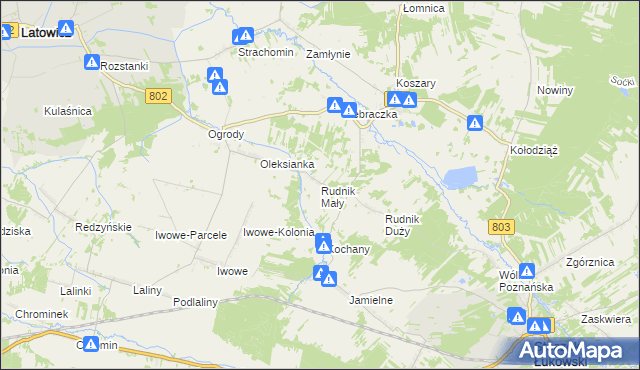 mapa Rudnik Mały gmina Wodynie, Rudnik Mały gmina Wodynie na mapie Targeo