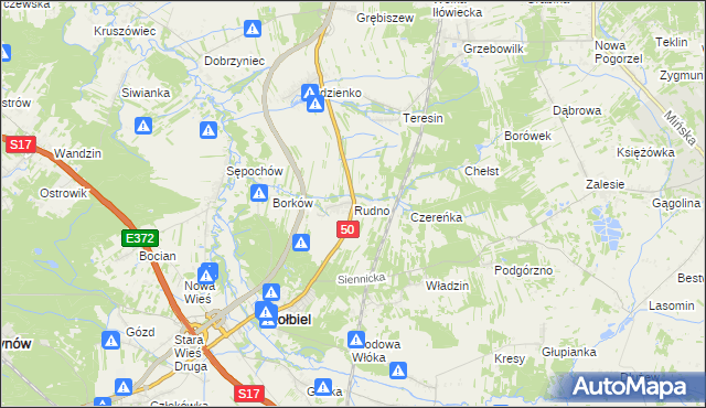 mapa Rudno gmina Kołbiel, Rudno gmina Kołbiel na mapie Targeo