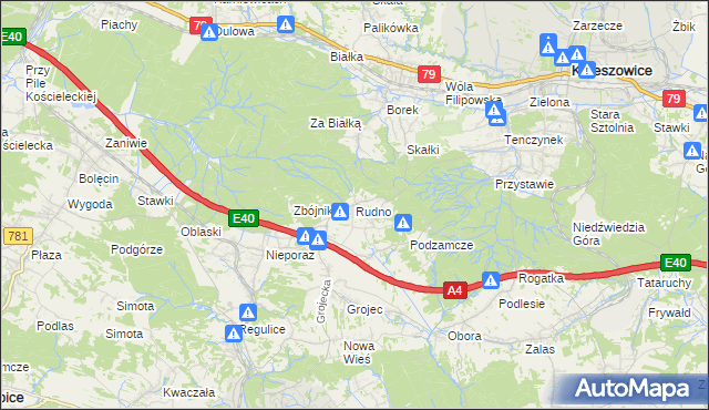 mapa Rudno gmina Krzeszowice, Rudno gmina Krzeszowice na mapie Targeo