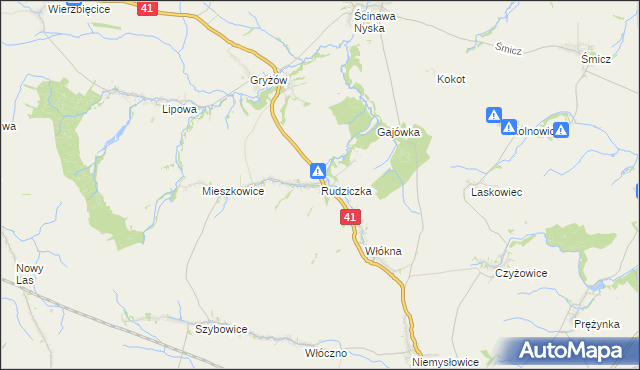 mapa Rudziczka gmina Prudnik, Rudziczka gmina Prudnik na mapie Targeo