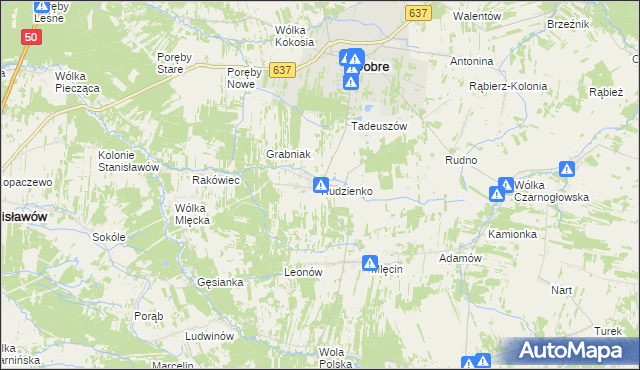mapa Rudzienko gmina Dobre, Rudzienko gmina Dobre na mapie Targeo