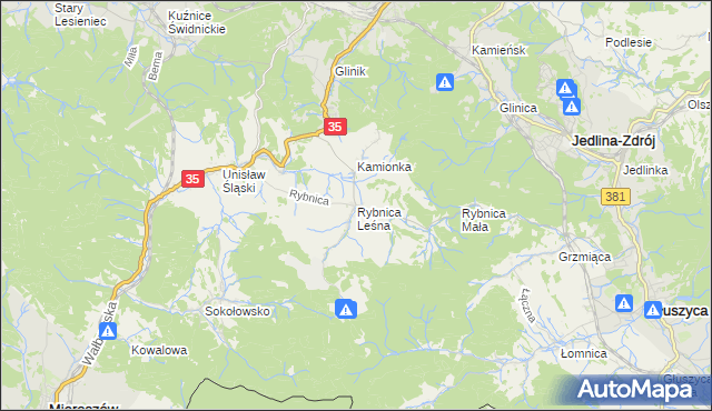 mapa Rybnica Leśna, Rybnica Leśna na mapie Targeo