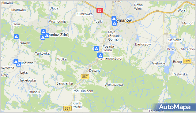 mapa Rymanów-Zdrój, Rymanów-Zdrój na mapie Targeo