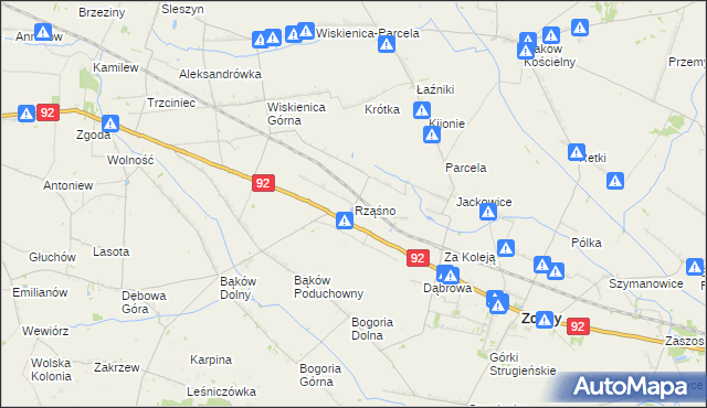 mapa Rząśno, Rząśno na mapie Targeo