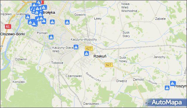 mapa Rzekuń, Rzekuń na mapie Targeo