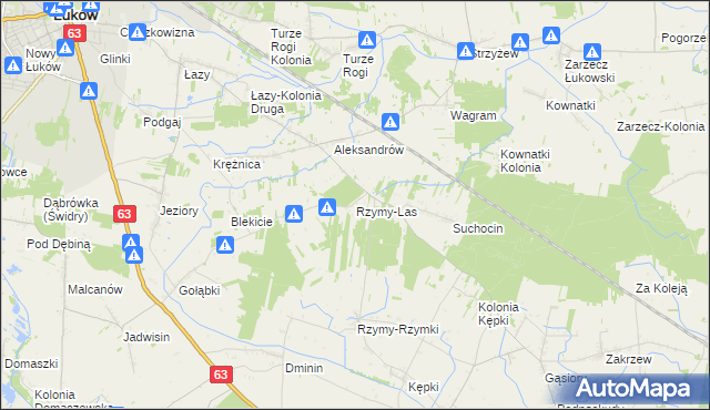 mapa Rzymy-Las, Rzymy-Las na mapie Targeo