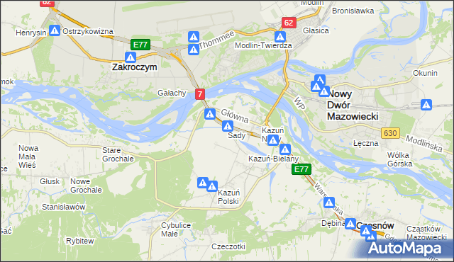 mapa Sady gmina Czosnów, Sady gmina Czosnów na mapie Targeo