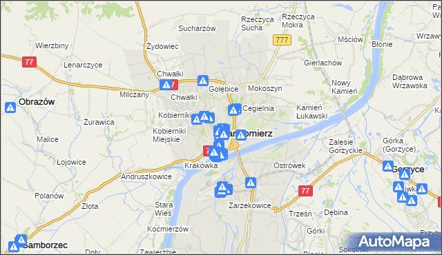 mapa Sandomierza, Sandomierz na mapie Targeo