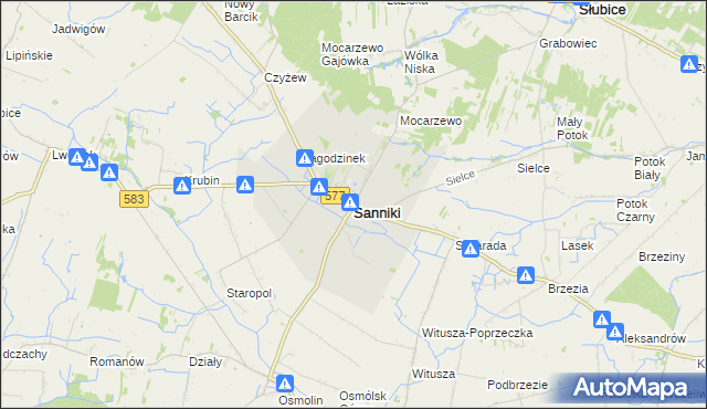 mapa Sanniki powiat gostyniński, Sanniki powiat gostyniński na mapie Targeo