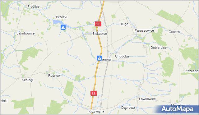 mapa Sarnów gmina Byczyna, Sarnów gmina Byczyna na mapie Targeo