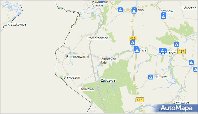 mapa Ściborzyce Małe, Ściborzyce Małe na mapie Targeo