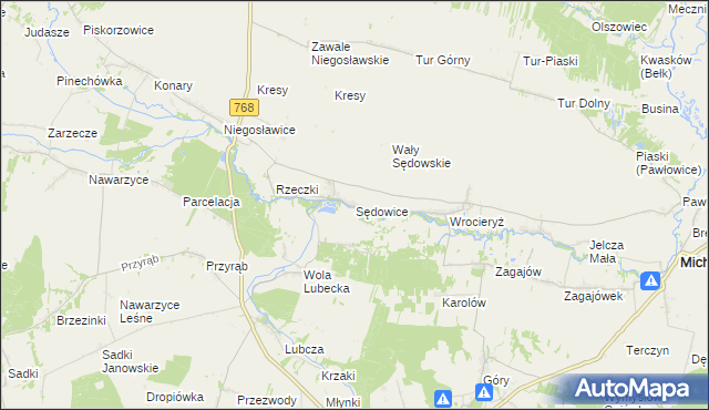 mapa Sędowice gmina Michałów, Sędowice gmina Michałów na mapie Targeo