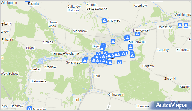 mapa Sędziszów, Sędziszów na mapie Targeo