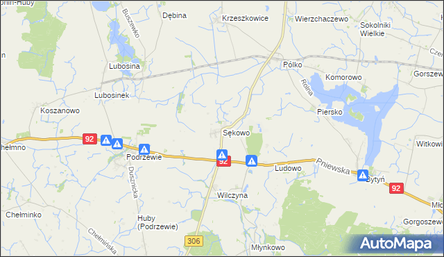mapa Sękowo gmina Duszniki, Sękowo gmina Duszniki na mapie Targeo