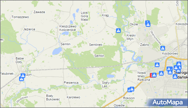 mapa Semlin gmina Starogard Gdański, Semlin gmina Starogard Gdański na mapie Targeo