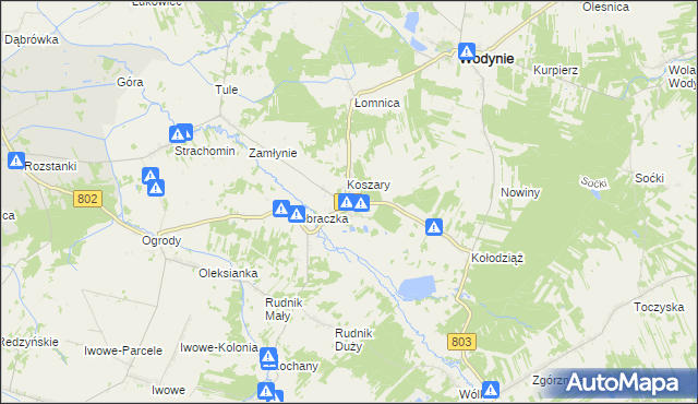 mapa Seroczyn gmina Wodynie, Seroczyn gmina Wodynie na mapie Targeo