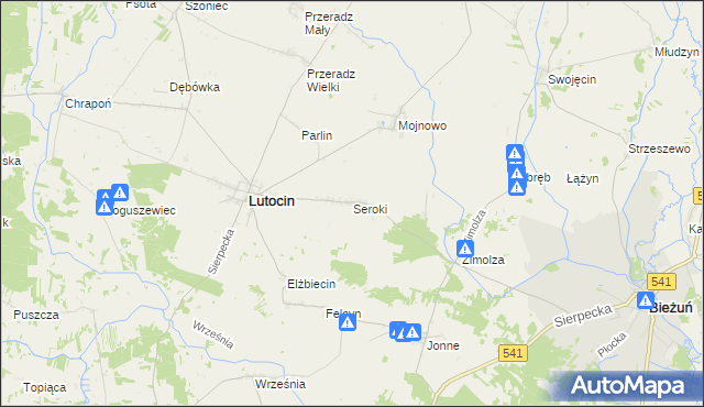 mapa Seroki gmina Lutocin, Seroki gmina Lutocin na mapie Targeo