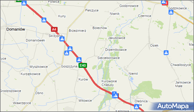 mapa Siecieborowice, Siecieborowice na mapie Targeo