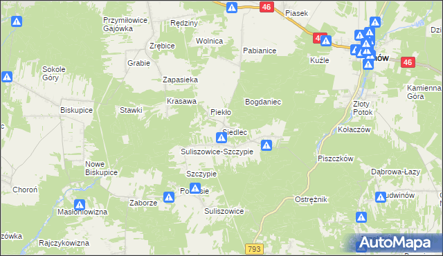 mapa Siedlec gmina Janów, Siedlec gmina Janów na mapie Targeo