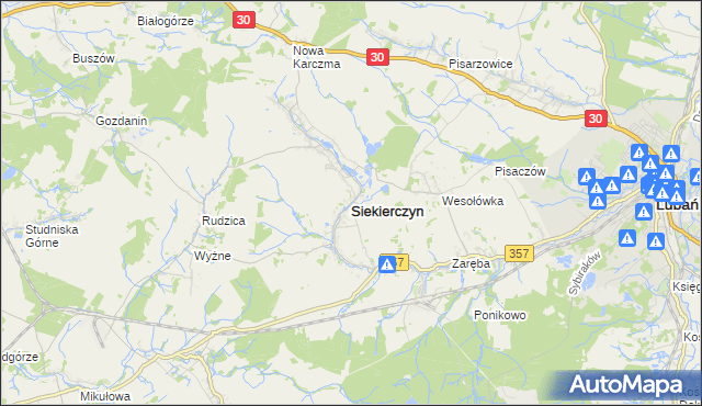 mapa Siekierczyn, Siekierczyn na mapie Targeo