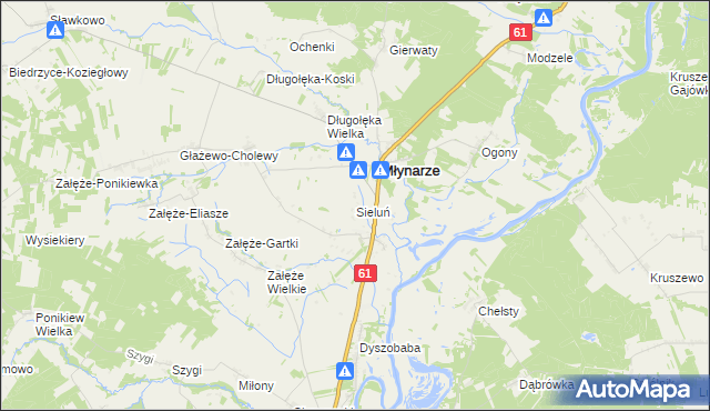 mapa Sieluń, Sieluń na mapie Targeo