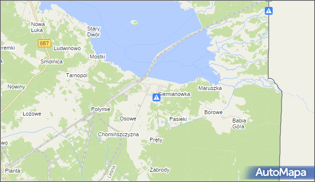 mapa Siemianówka, Siemianówka na mapie Targeo