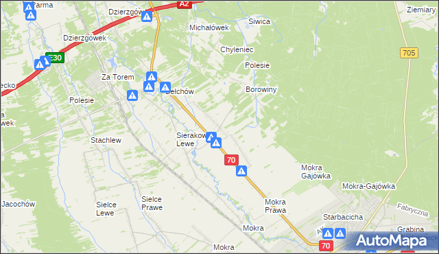 mapa Sierakowice Prawe, Sierakowice Prawe na mapie Targeo