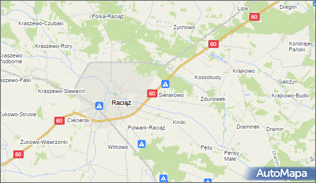 mapa Sierakowo gmina Raciąż, Sierakowo gmina Raciąż na mapie Targeo