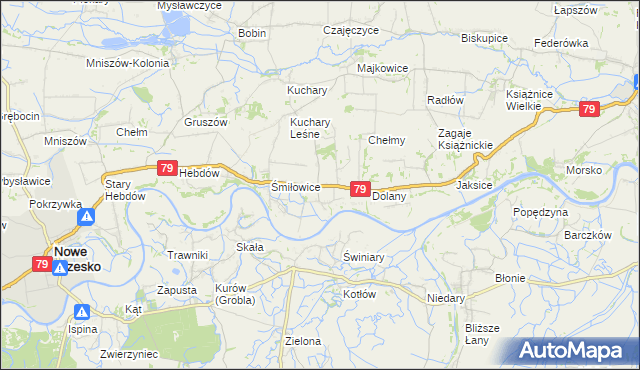 mapa Sierosławice gmina Nowe Brzesko, Sierosławice gmina Nowe Brzesko na mapie Targeo