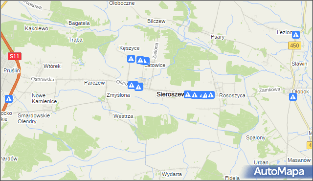 mapa Sieroszewice, Sieroszewice na mapie Targeo