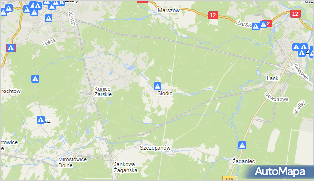 mapa Siodło gmina Żary, Siodło gmina Żary na mapie Targeo