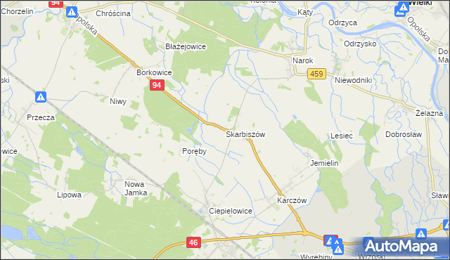 mapa Skarbiszów, Skarbiszów na mapie Targeo