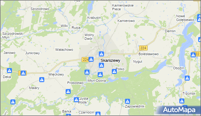 mapa Skarszewy powiat starogardzki, Skarszewy powiat starogardzki na mapie Targeo