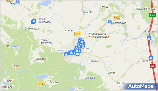 mapa Skórcz, Skórcz na mapie Targeo