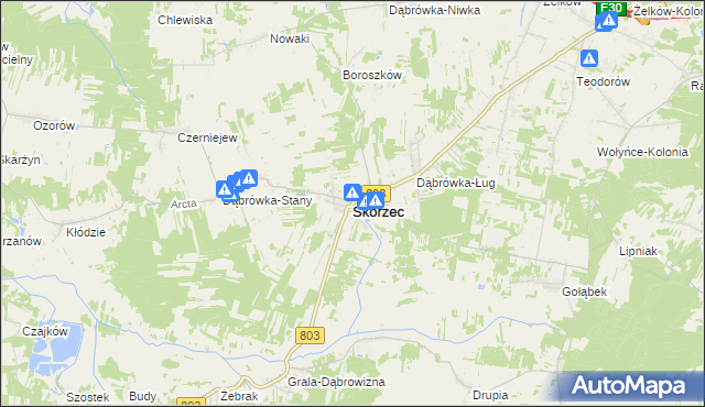 mapa Skórzec powiat siedlecki, Skórzec powiat siedlecki na mapie Targeo