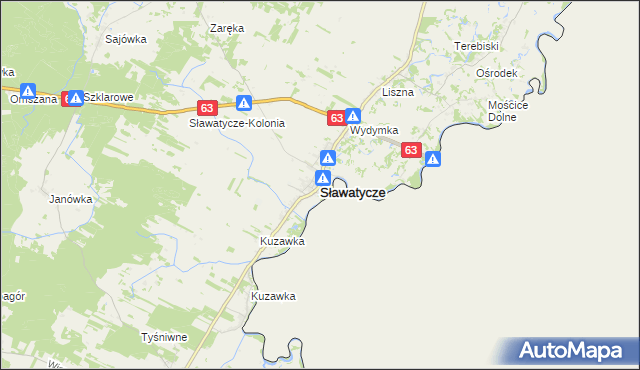 mapa Sławatycze, Sławatycze na mapie Targeo