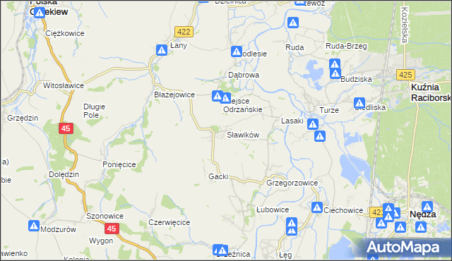 mapa Sławików, Sławików na mapie Targeo