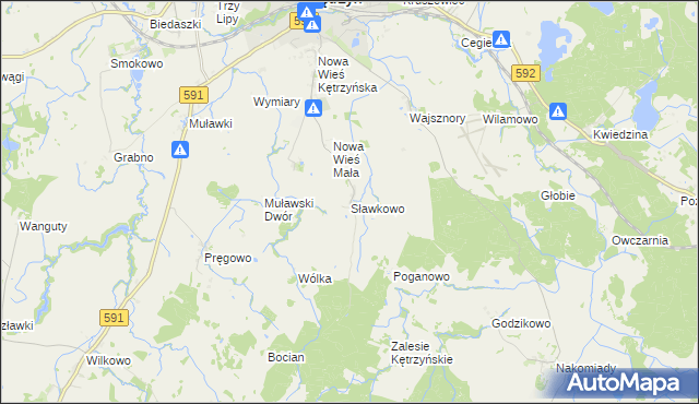 mapa Sławkowo gmina Kętrzyn, Sławkowo gmina Kętrzyn na mapie Targeo
