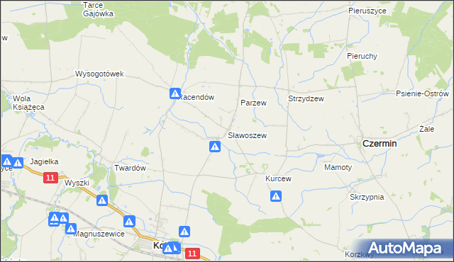 mapa Sławoszew, Sławoszew na mapie Targeo