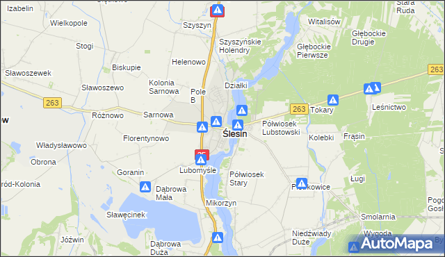 mapa Ślesin powiat koniński, Ślesin powiat koniński na mapie Targeo